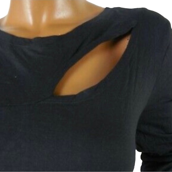 INC Blue Cut Out Light Knit Crew Neck Top and Long Sleeve - Picture 2 of 5